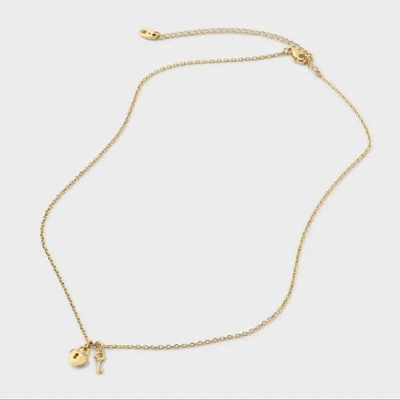A New Day Gold Heart and Key Necklace - Picture 3 of 5